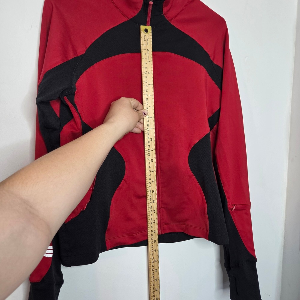 Adidas ClimaCool Mens Red Black Full Zip Track Jacket Thumbholes Medium - Picture 4 of 8